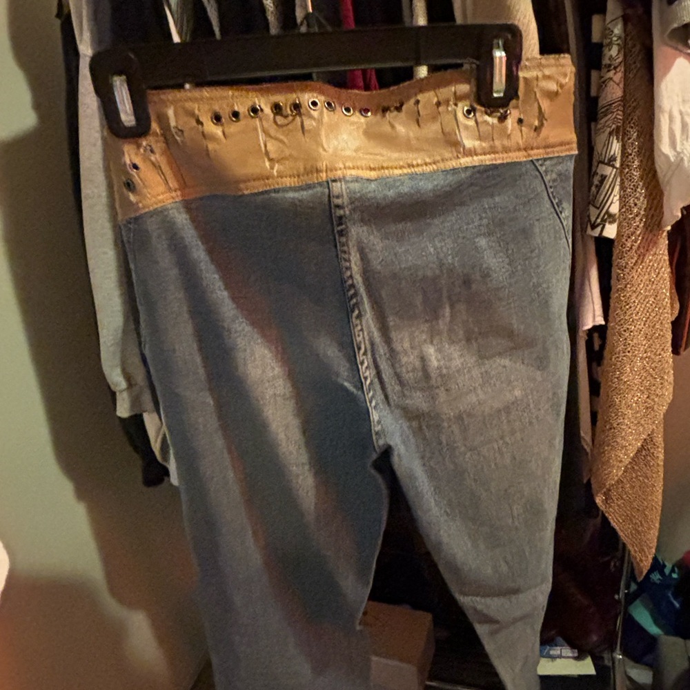 Gold and Blue Denim Jeans